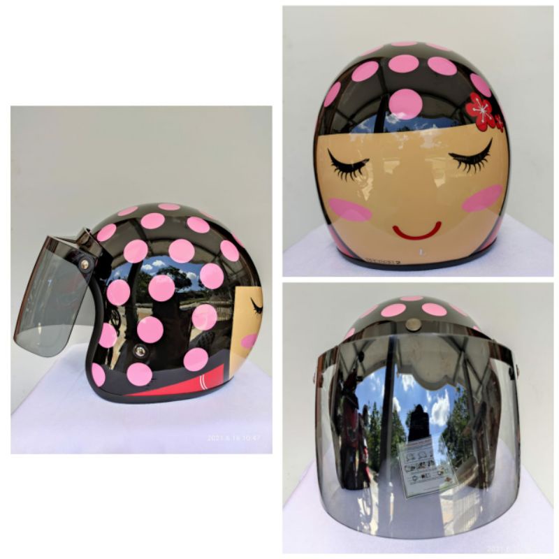 helm bogo kimoni  ORIGINAL merk JPN kaca cembung / datar hitam RUMI9