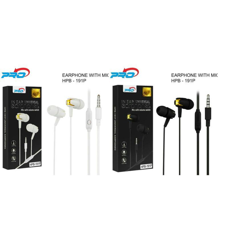 HEADSET PRO HPB ‐ 18P 191P 192P HANDSFREE EARPHONE MEGA BASS STEREO