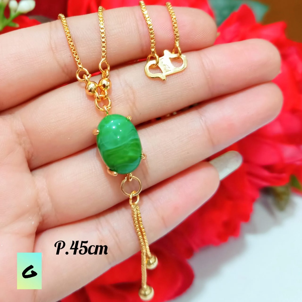 Kalung Dewasa koye Jurai motif batu alam warna lapis emas18k anti karat