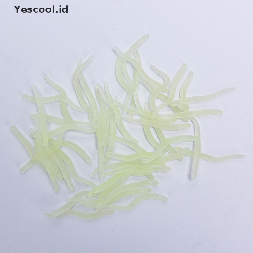 (Yescool) 50 Pcs Umpan Pancing Soft Bait Bentuk Cacing Ukuran 35mm