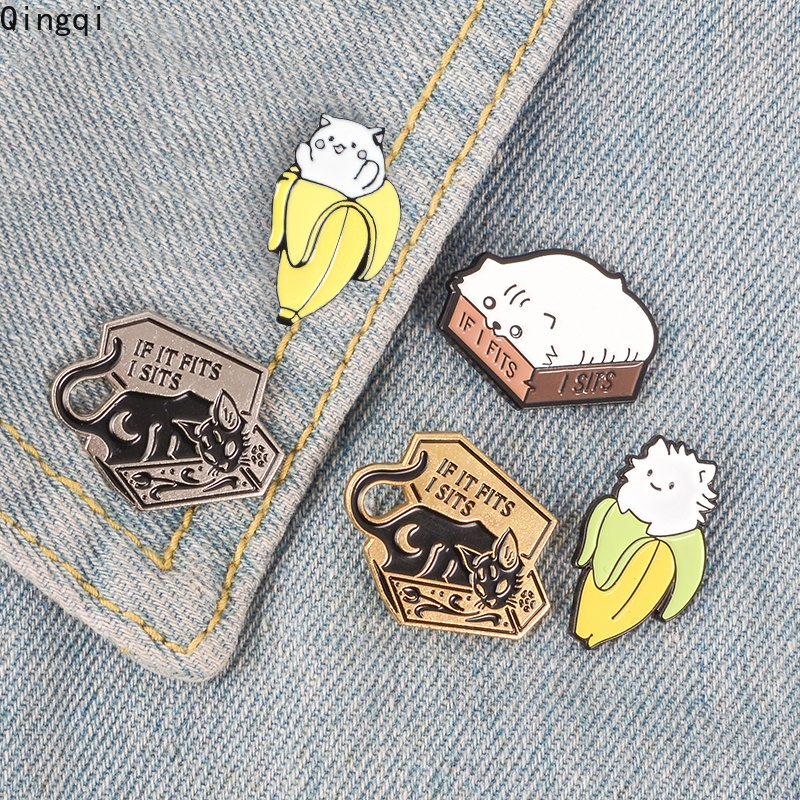 Bros Pin Enamel Bentuk Kartun Kucing Pisang Untuk Anak