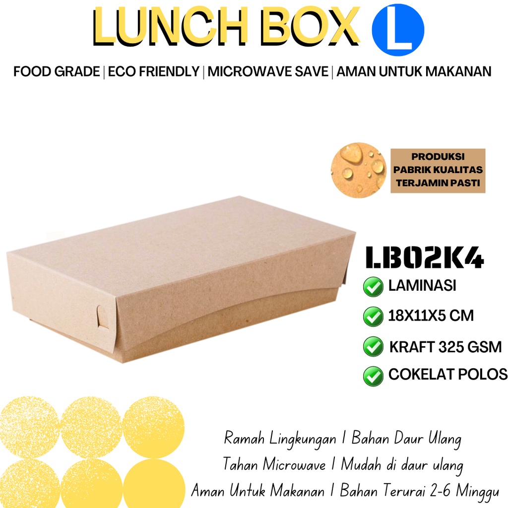 Paper Lunch Box Large Tebal 325 Gsm (LB2K4-Laminasi)