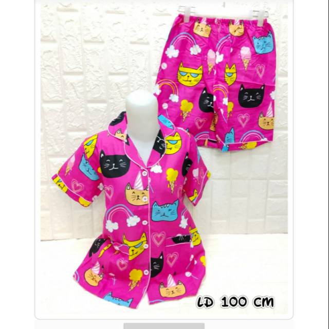 Baju tidur piyama murah AM- ST HP STD MEONG PELANGI