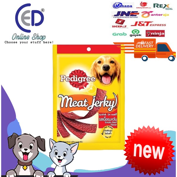 MAKANAN ANJING PEDIGREE MEAT JERKY SMOKEY BEEF PIPIH 80GR