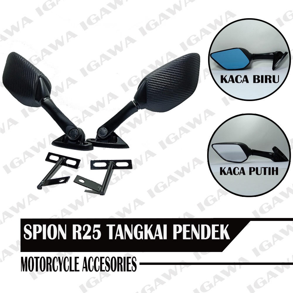 Spion R25 Karbon Tangkai Panjang Pendek Carbon R15 Nmax Lexi Pcx Ninja Ninja 250 motor