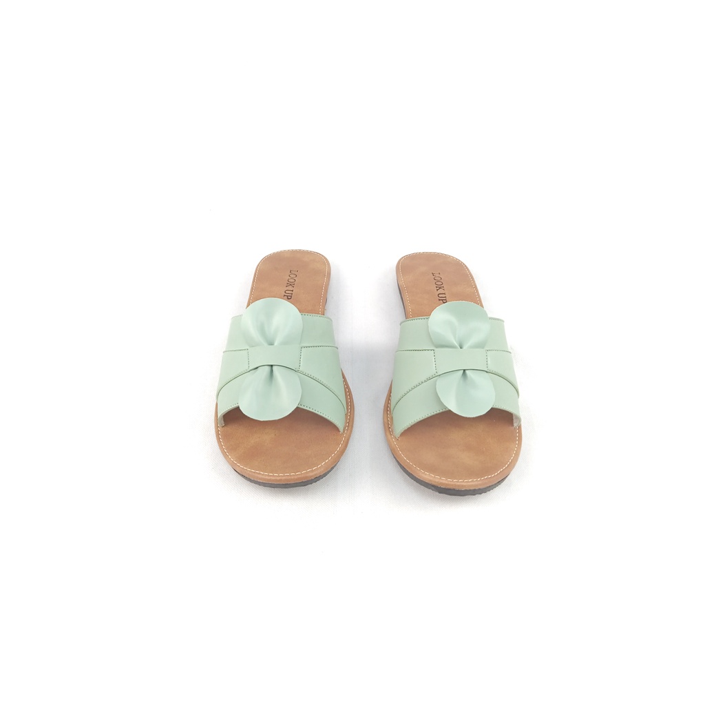 Sandal Wanita Terbaru Slop Flat Sol Karet Anti Licin Motif Bunga Cantik Kekinian - PANDORA