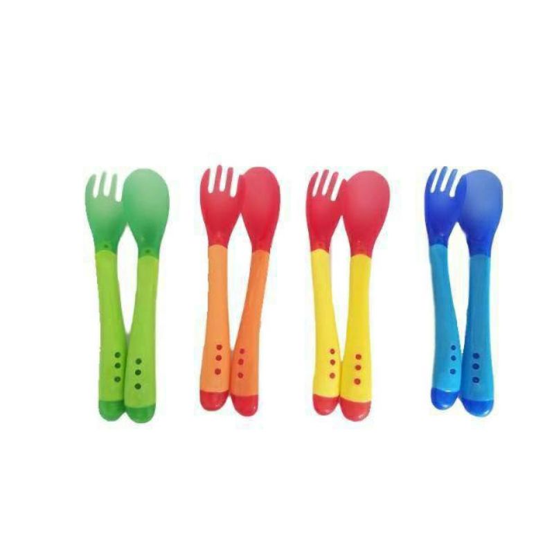 Sugar Baby Healthy Silicone Spoon 2 Set SENDOK 2IN1 SENDOK 2 IN 1  - Blue Green Blue Pink sendok makan bayi sendok aman untuk bayi sugarbaby sendok 2 in 1