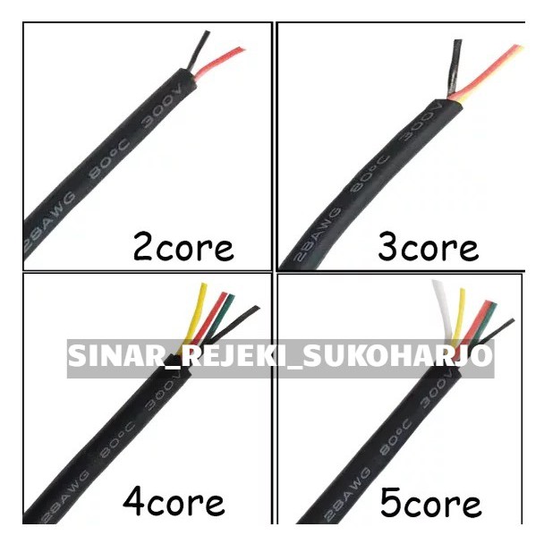 Kabel AWG 26 28 ( 2, 3, 4 Jalur + Selongsong ) Asli Tembaga SNI Per Meter / Meteran / Meter