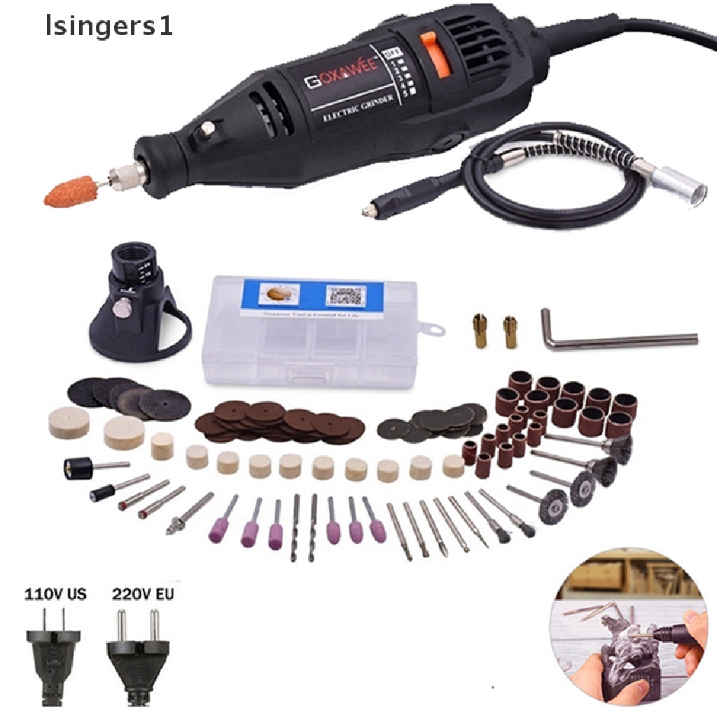 [lsingers1] Electric Mini Drill Rotary Grinder DIY Drill Polishing with 6/130Pcs Accessories Boutique