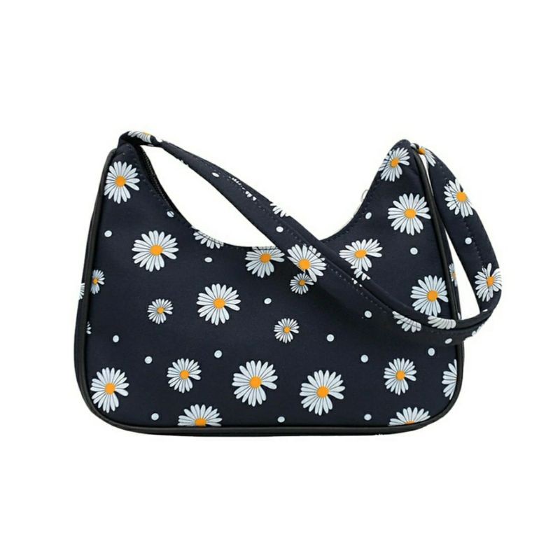 dem_sare - GDS013 JESLIN Tas Wanita Shoulder Bag klasik tekstur fashion bunga daisy Tas Bahu Wanita Korean Style