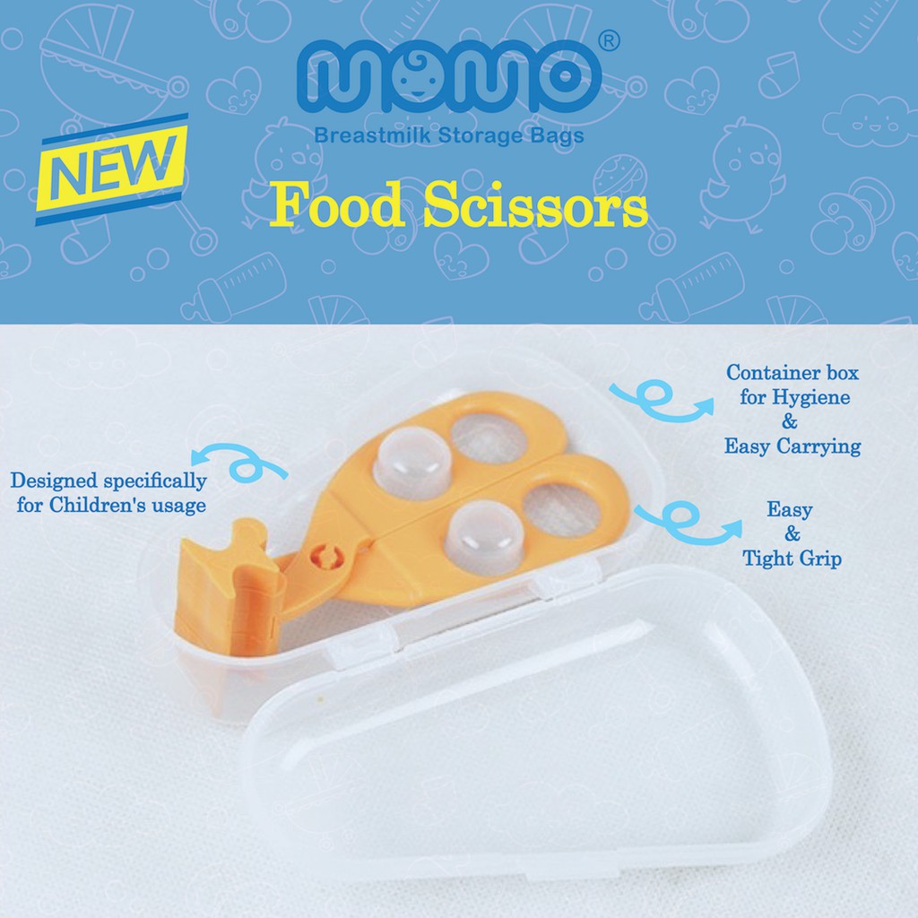 Gunting makanan bayi momo, Food scissors momo, Baby food scissors, Gunting anak, Gunting aman