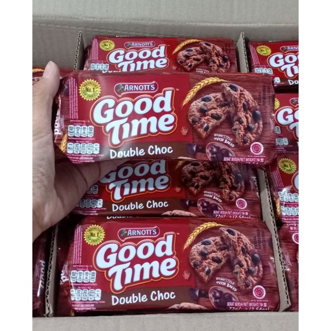 

agen distributor makanan ringan snack biskuit good time arnotts double choc chip cookies oven baked murah