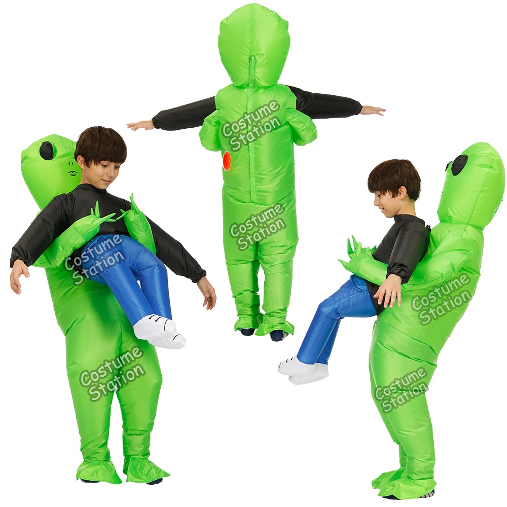 Kostum Alien UFO Abduction / Costume Ghost Hantu Culik Halloween Inflatable pompa angin anak