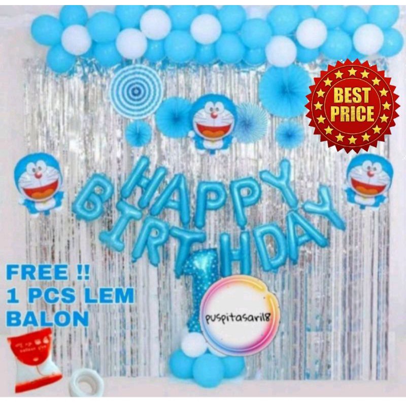 premium paket Dekorasi balon ulang tahun anak Thema doraemon