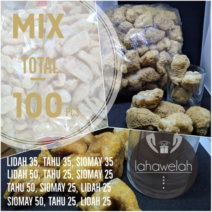 

⭐ COD ⭐ Paket mix lengkap 100 Pcs - tahu kering, lidah cuanki, siomay