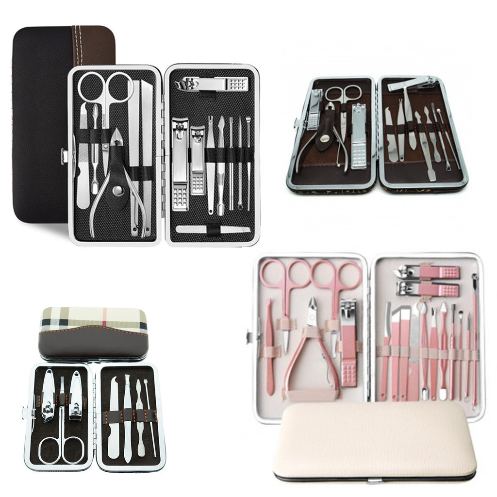 MPro Full Set 18 15 12 16 PCS Gunting Kuku Nail Art Perlengkapan Manicure Pedicure Stainless Steel B AMT