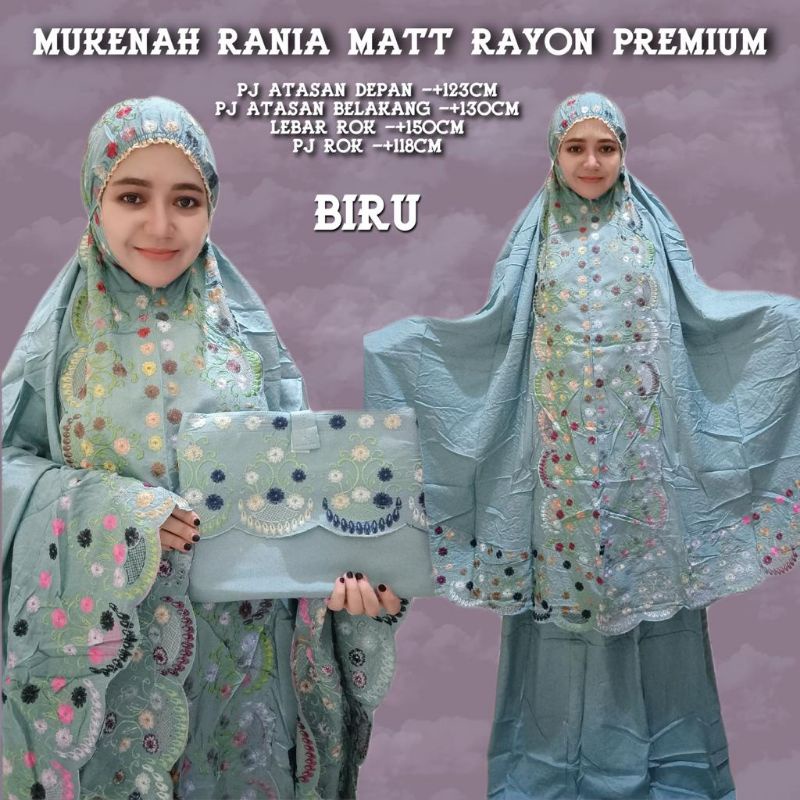 Mukena Rania Dewasa Bahan Rayon Premium Bordir Bunga