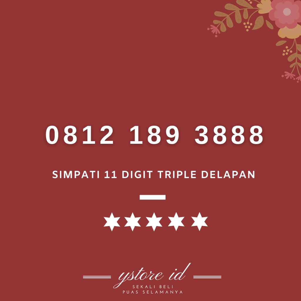 Langka. NOMOR CANTIK SIMPATI 11 DIGIT EKOR 888 KARTU PERDANA TELKOMSEL 4G NOMER SERI 189 3888