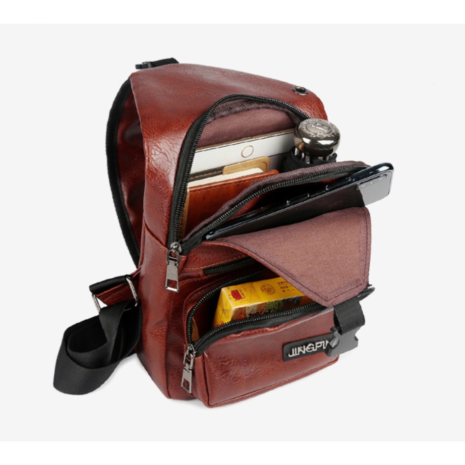 SA B 305 Tas Selempang Pria Usb port Charger