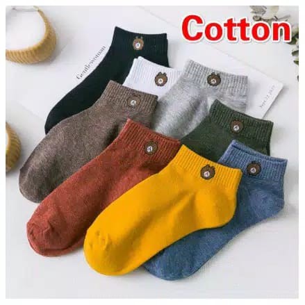 KAOS KAKI BERUANG korea ankle semata kaki motif polos panda dewasa socks pendek teddy bear brown