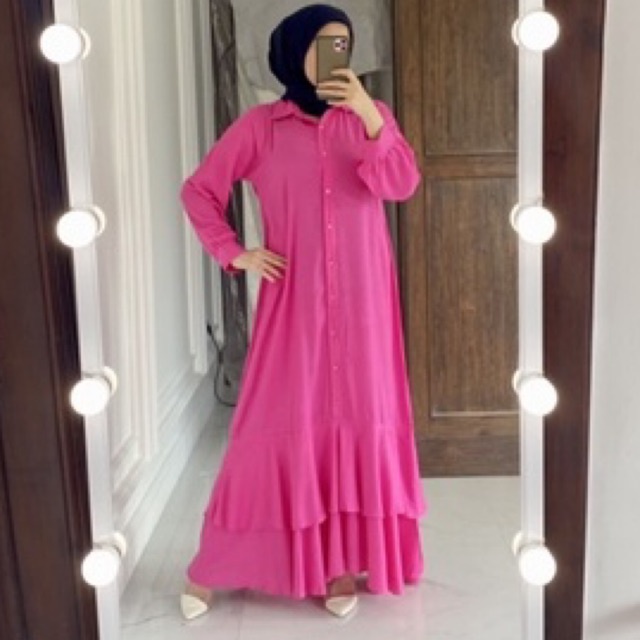 ruffle long dress warna 2022