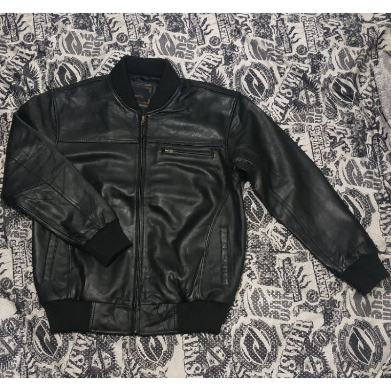 Jaket bomber pria kulit asli domba kondisi second