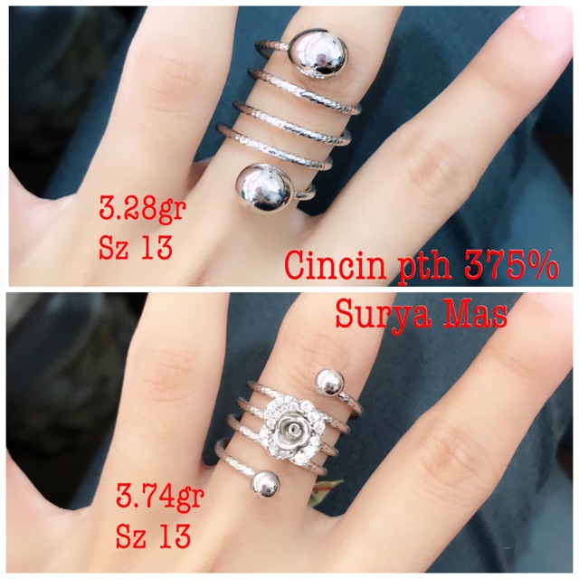 Cincin emas putih asli 375%