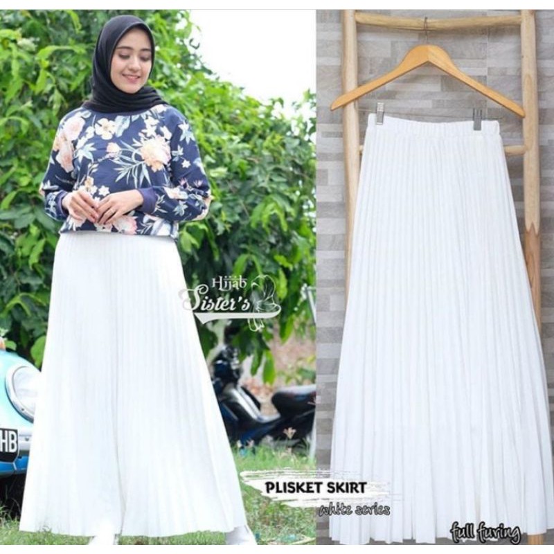 Rok Plisket JUMBO putih //ROK PLISKET WARNA PUTIH | ROK PLISKET WARNA BEST SELLER