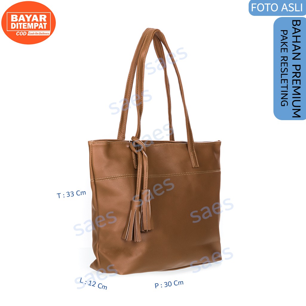 SAES DAHLIA TOTE BAG VINTAGE BEIGE SHOULDER BAG TOTEBAG KULIT Ammi Saes shop 003