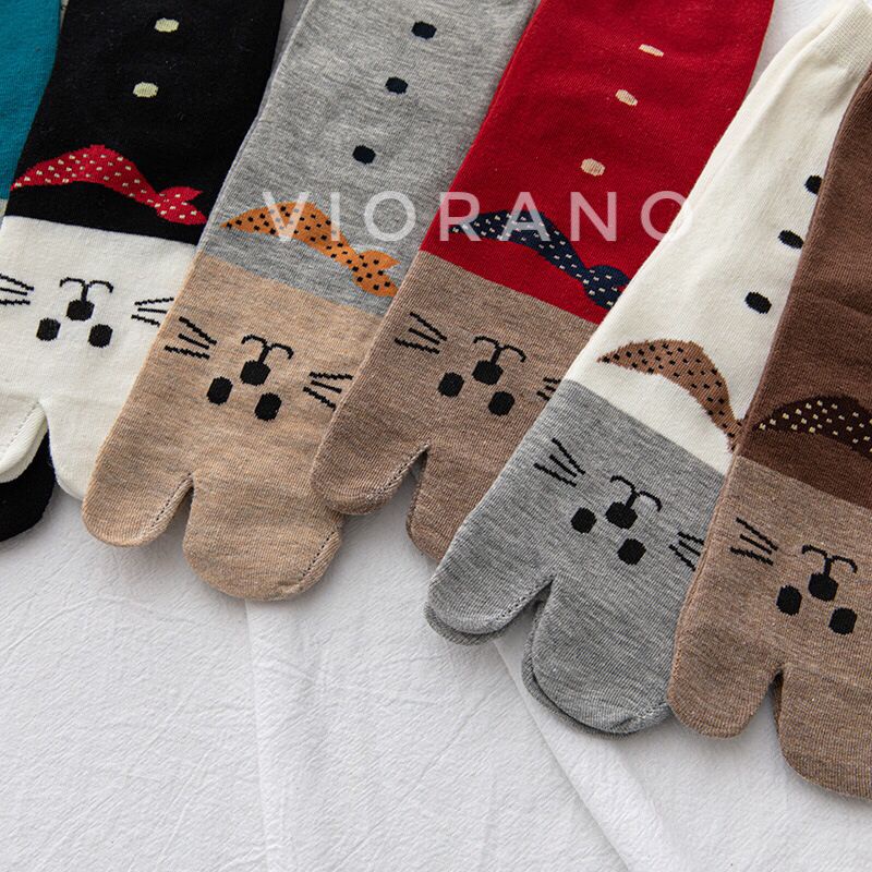 Kaos Kaki Jempol Cewek Korea Import Motif Kucing Unik Lucu Kualitas Premium Bahan Lembut Tebal / Kaus Kaki Wanita Di Atas Mata Kaki Motif