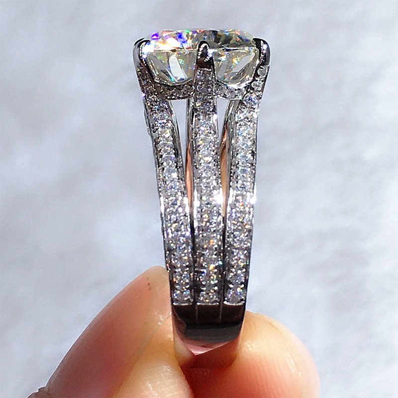 Fancyqube Cincin Wanita Hias Cubic Zirconia Untuk Pertunangan / Lamaran / Hadiah Anniversary