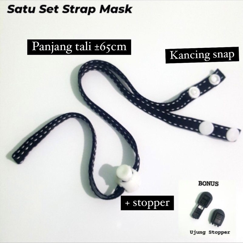 STRAP TALI MASKER KONEKTOR DAN KALUNG MASKER DEWASA ANAK ANAK FLEKSIBEL BONUS UJUNG STOPPER | RUMIFY