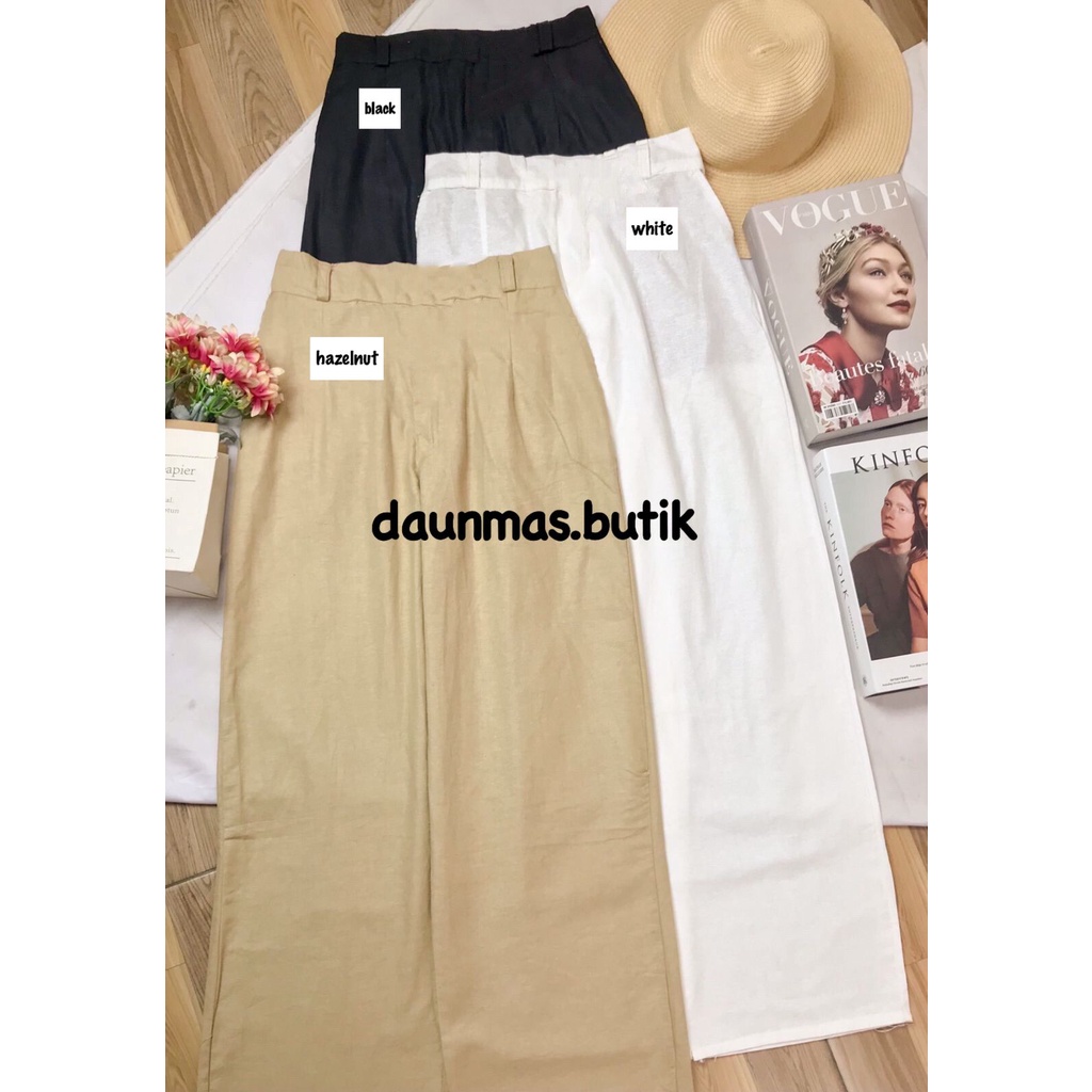 1KG MUAT 4PCS | WIDE LEG CULLOTES CELANA PANJANG HIGHWAIST LINEN HITS OOTD SELEBGRAM FASHION WANITA TERMURAH