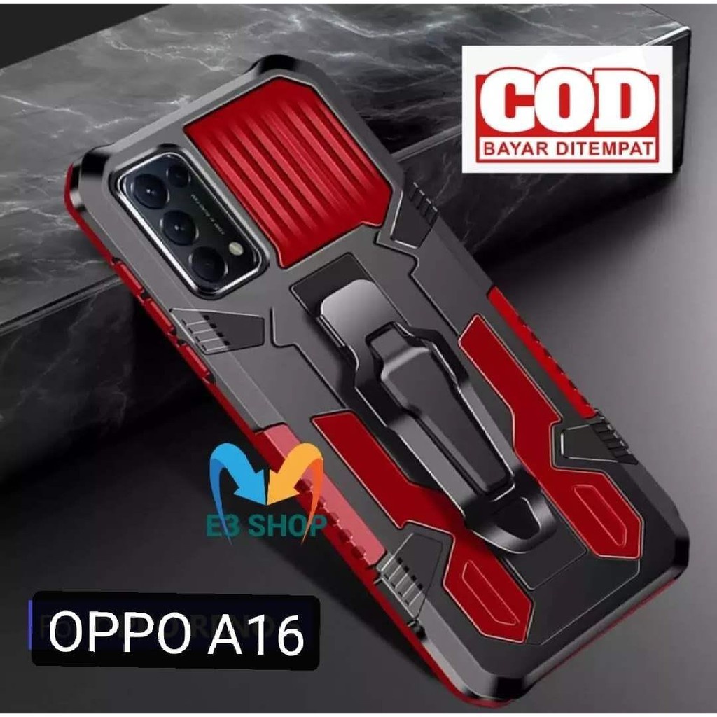 Case Oppo A16 Soft Case Terbaru Robot Ring Standing Silikon Cover Hp