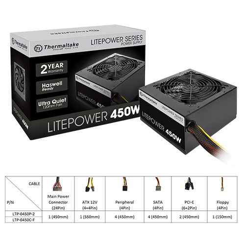 READY Thermaltake Lite Power 450W Power Supply NEW MANTUL