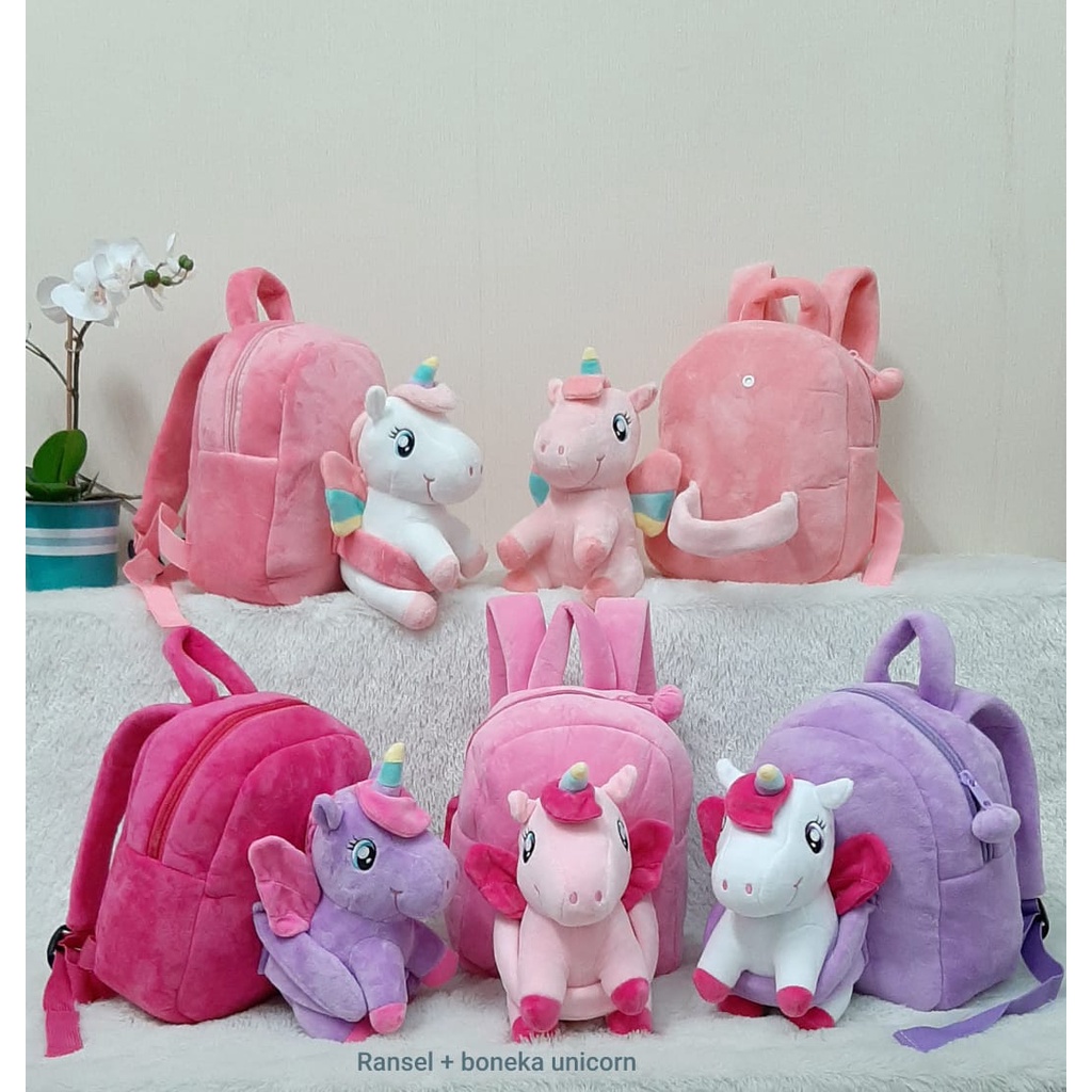 Tas Ransel Boneka Unicorn Size M/Backpack tas sekolah anak paud/tas bahu