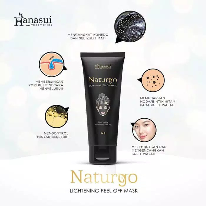 [ BPOM ] MASKER WAJAH PEMBERSIH KOMEDO JERAWAT NATURGO HANASUI TUBE BLACK MASK PEEL OFF ORIGINAL