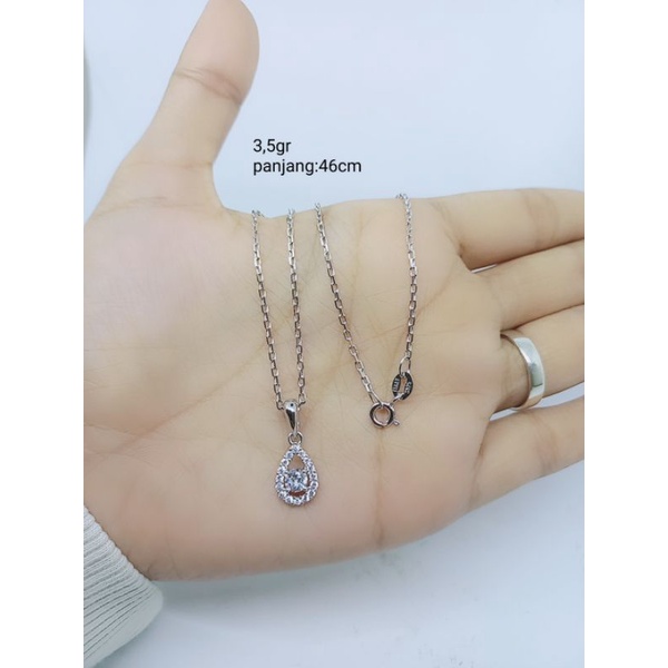 kalung rantai nori paperclip + liontin tears mp 1/ kalung perak asli silver 925 lapis emas