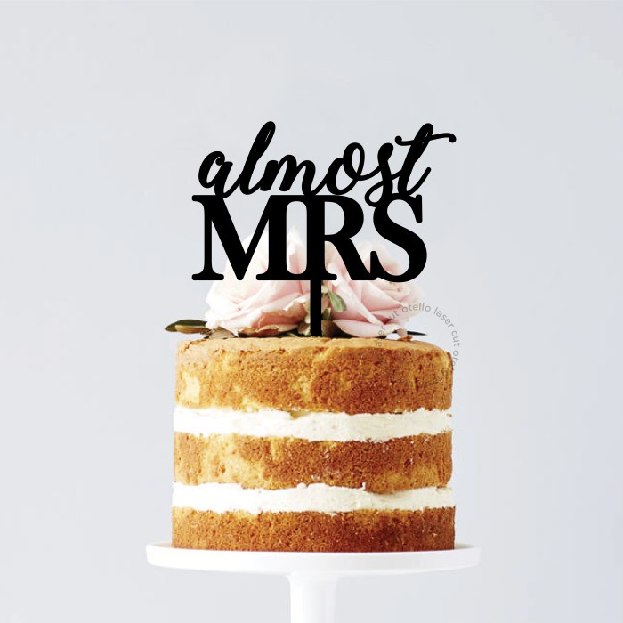 Cake Topper Almost MRS Hiasan Kue Acrylic Bridal Shower Bride To Be