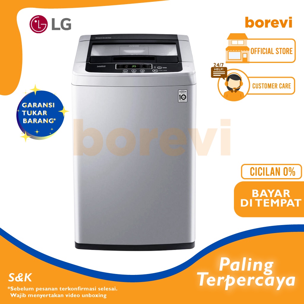MESIN CUCI LG T2107VSPCK - MESIN CUCI 1 TABUNG TOP LOADING LG 7 KG