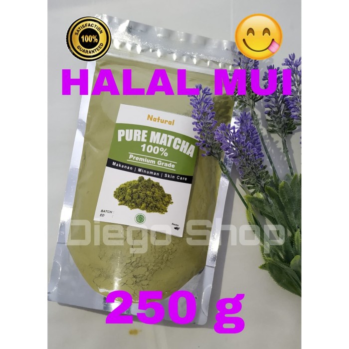 

(BISA COD) 100% Pure Matcha Powder Halal MUI Bubuk Matcha Asli, Kemasan 250 g