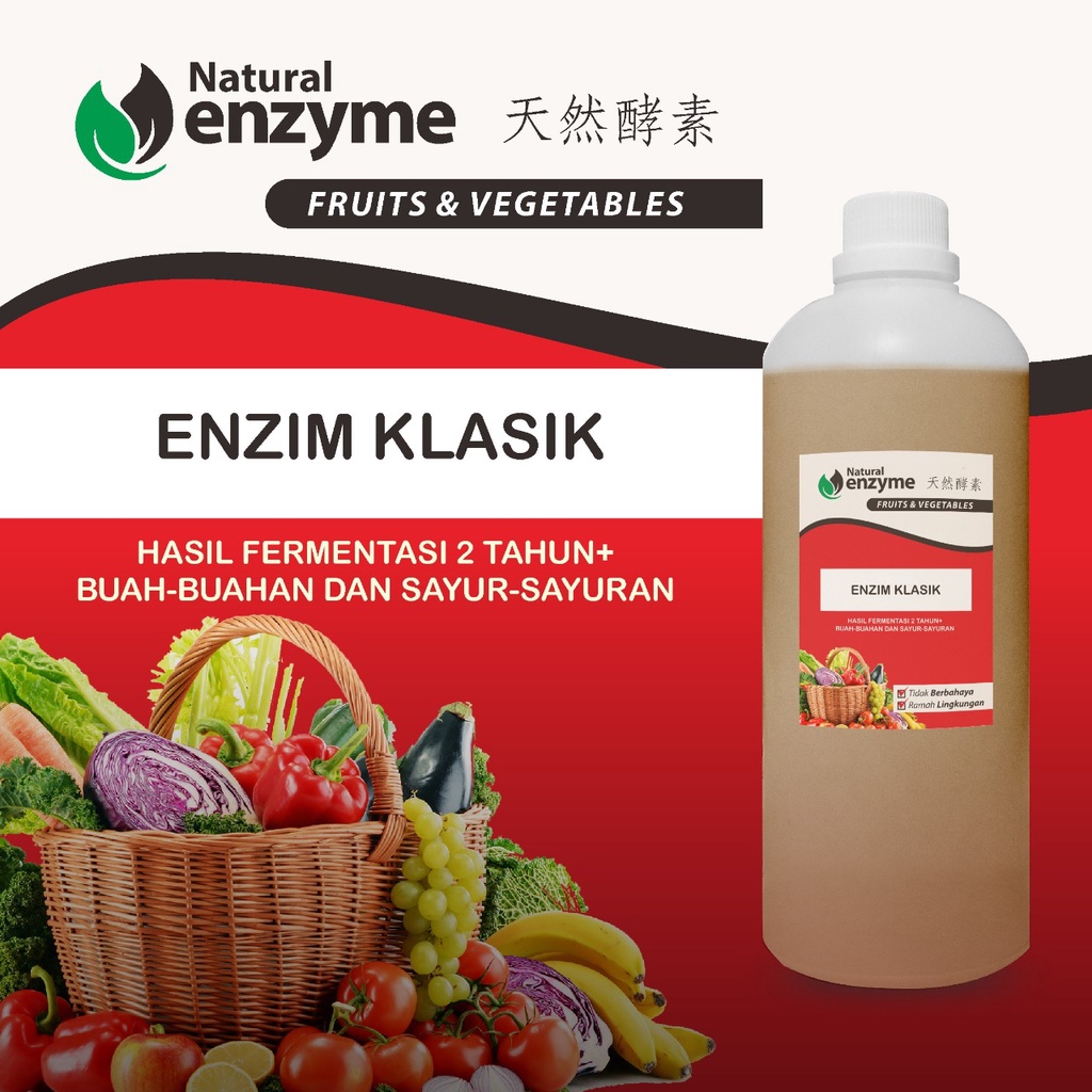 Cairan Enzim Klasik Natural Enzyme Fruits Vegetables Kemasan 1 Liter Botol