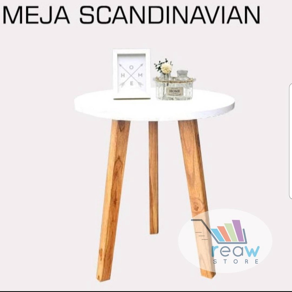 Meja Tamu Kayu Scandinavian Minimalis Bulat / Coffee Table