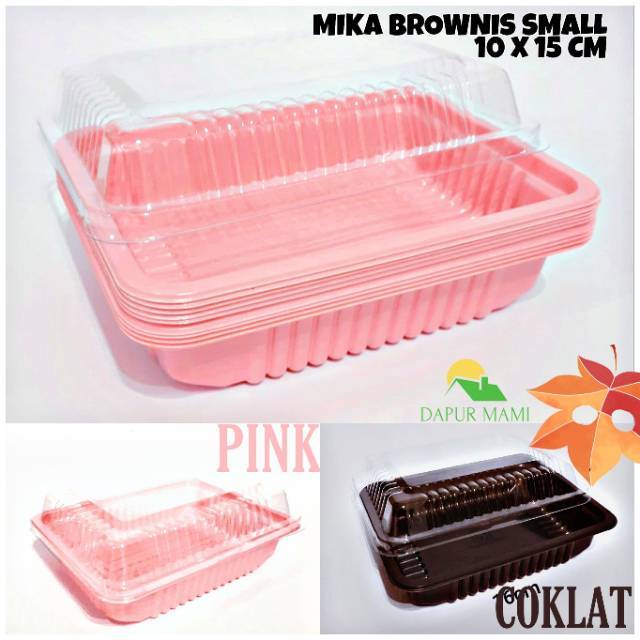 DAPURMAMI (10 BIJI Mika Brownis S) Bekal Brownies brownis Nasi Lunch Box Catering Bento Tray Mika Pink