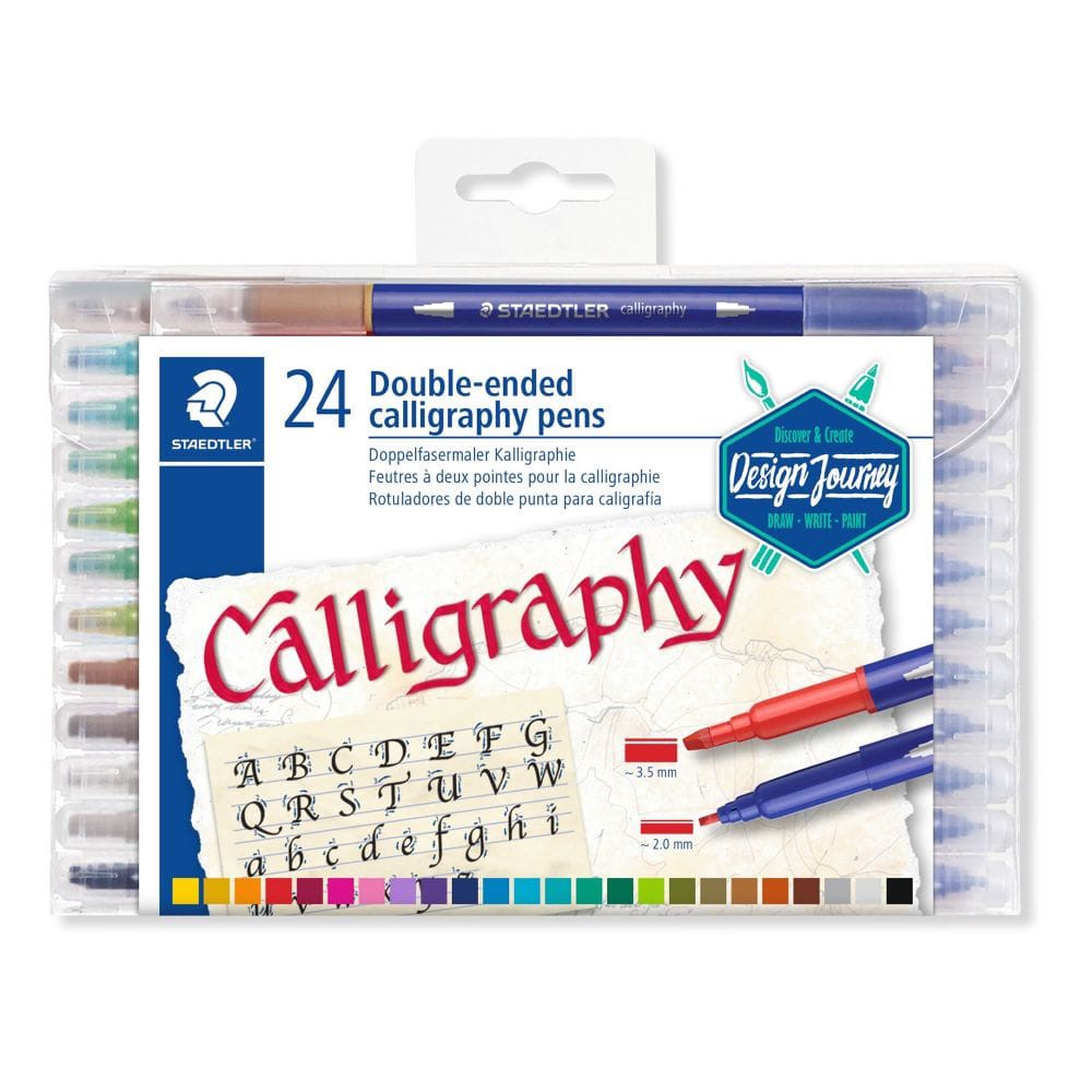 Staedtler Double Ended Fibre - Tip Calligraphy Pens 24 Colours