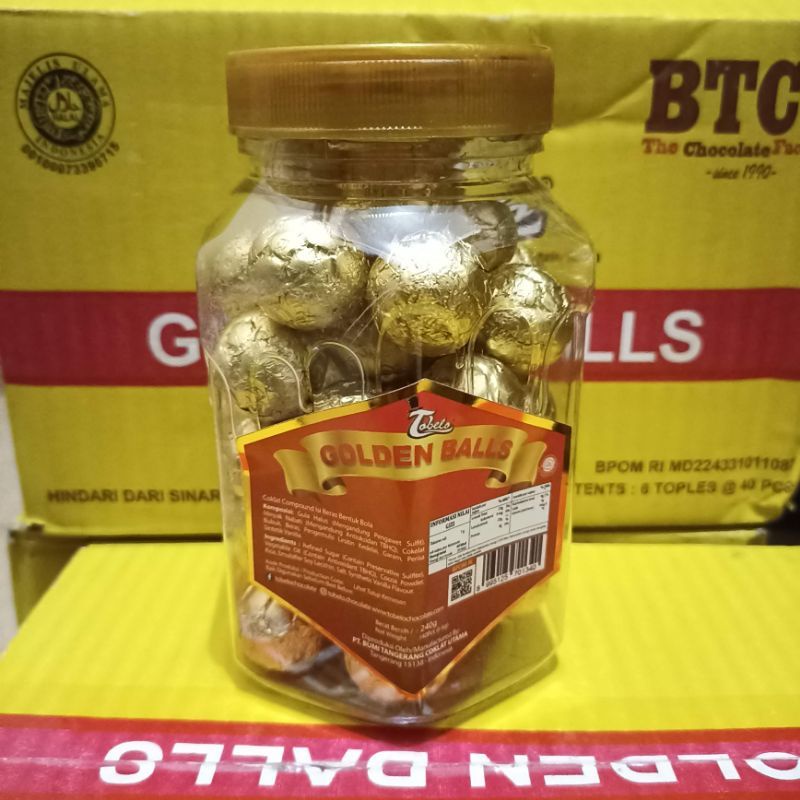 

coklat tobelo golden balls 1 toples isi 40 pcs