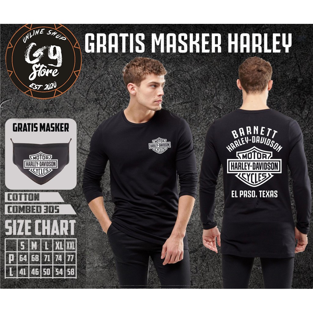 KAOS HARLEY DAVIDSON  ORIGINIL KAOS MOTOR HARLEY DAVIDSON FREE MASKER KAOS CUSTOM KAOS PRIA K