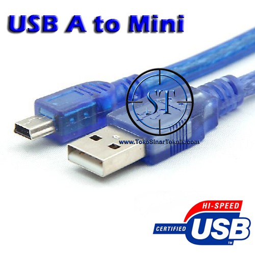 Kabel USB Arduino Nano Nokia ext harddisk  PC USB A to Mini USb 5Pin USB MAle to Mini USb MAle Bahan Tebal Transparan