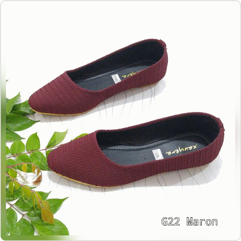 Borneo Sepatu Flat Flatshoes Sepatu Wanita Bahan Kanvas Tebal by Xavyera kode g22