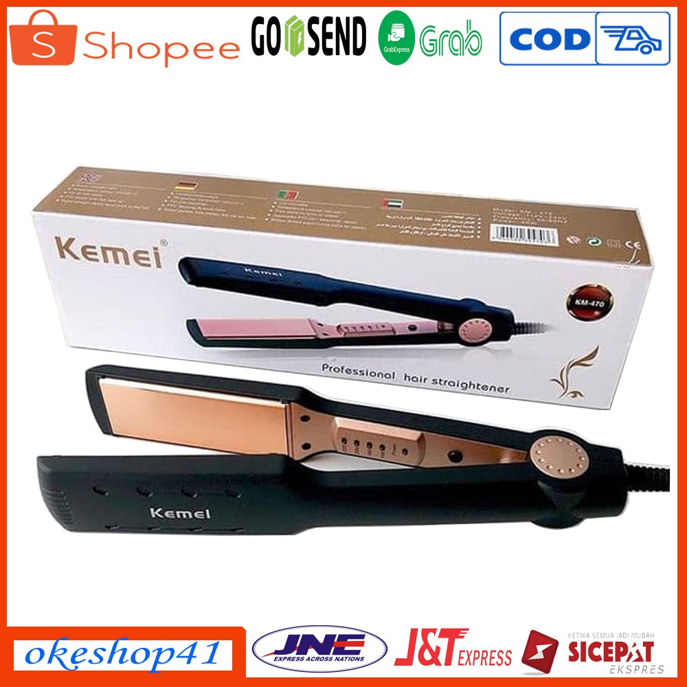 Kemei Catokan Rambut KM-470 catok rambut lurus temperatur suhu ionic